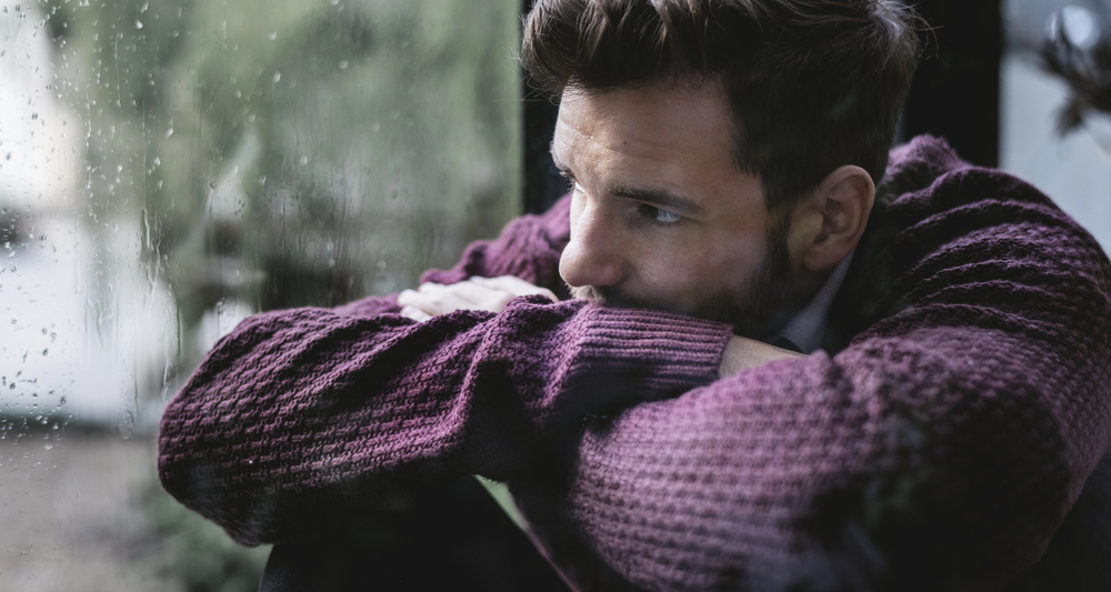 man getting winter blues that may turn intro depression
