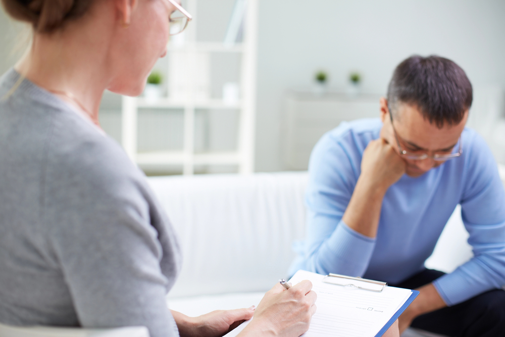 man getting a hard time at the start of his addiction treatment in texas