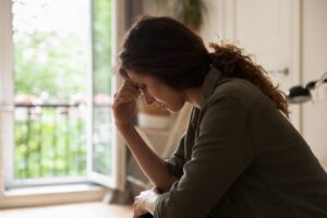 Abuse and frustrated young woman feeling depressed and lonely