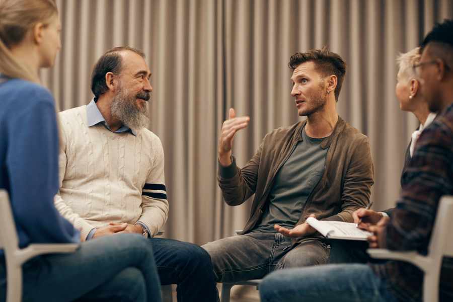 Mixed gender support group therapy for addiction therapy